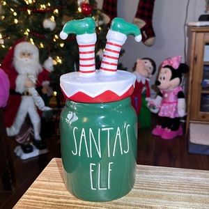 Rae dunn SANTAS ELF  feet canister